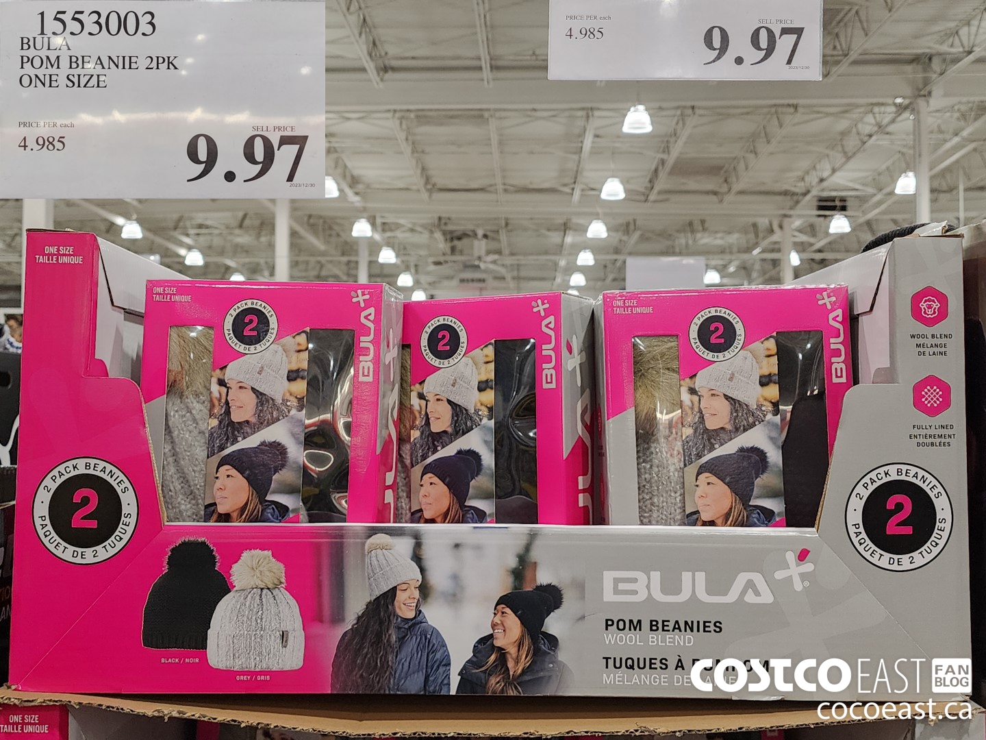 1553003 BULA POM BEANIE 2PK ONE SIZE $9.97