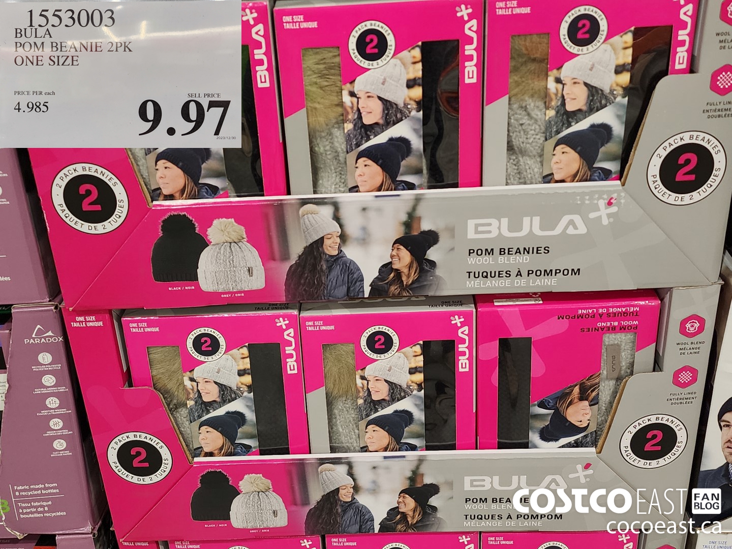 1553003 BULA POM BEANIE 2PK ONE SIZE $9.97