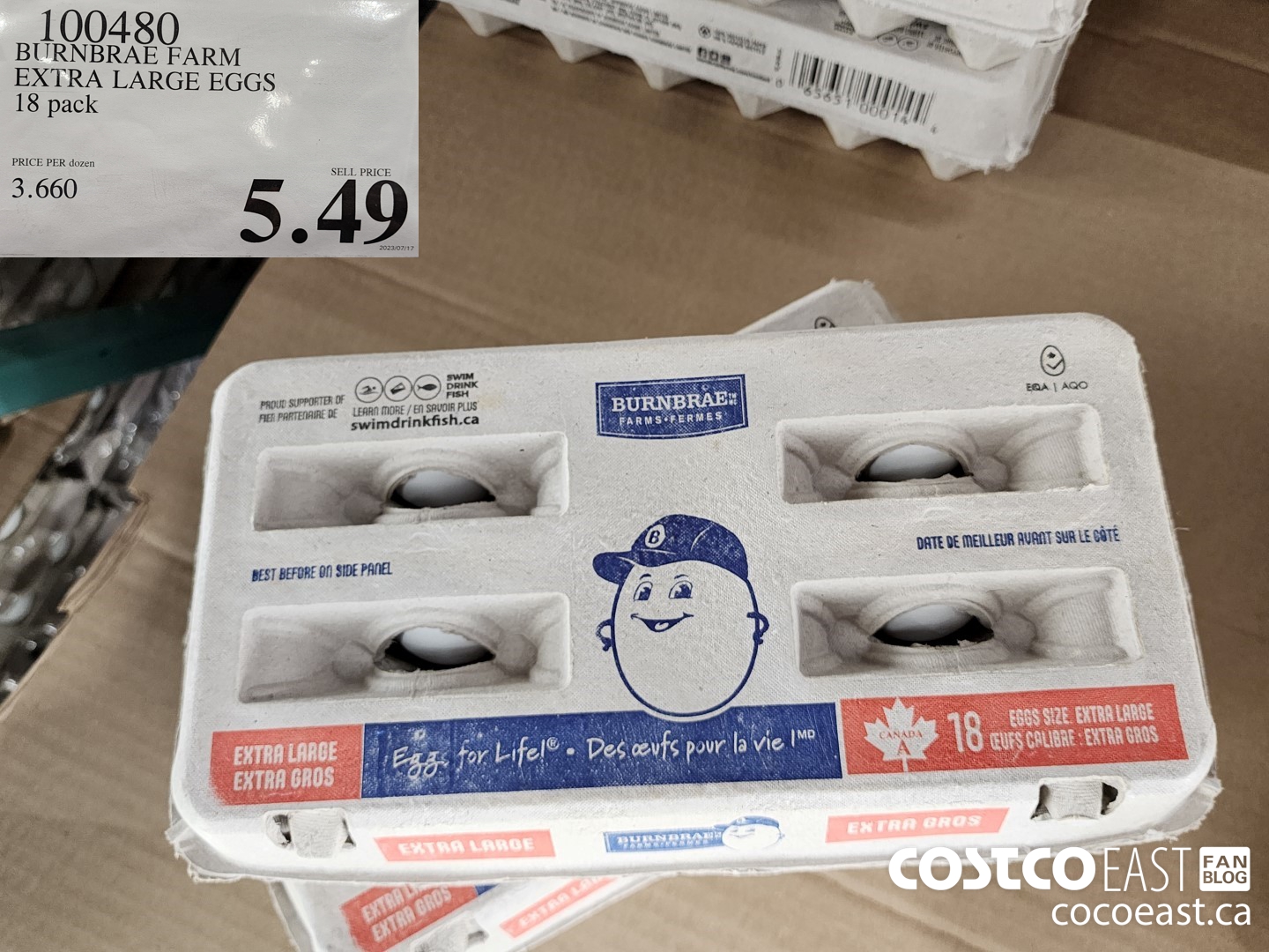 100480 BURNBRAE FARM EXTRA LARGE EGGS 18 pack $5.49
