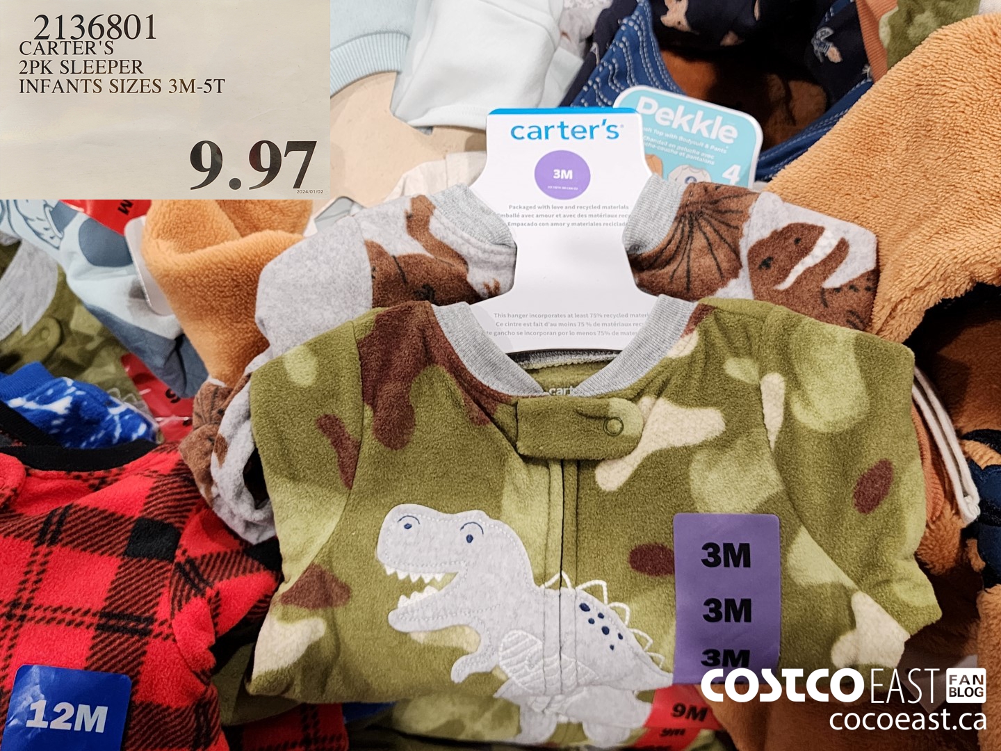 2136801 CARTER'S 2PK SLEEPER INFANTS SIZES 3M-5T $9.97