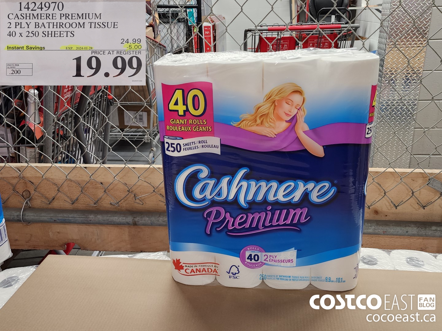 1424970 CASHMERE PREMIUM 2 PLY BATHROOM TISSUE 40 x 250 sheets 500 ($5.00 INSTANT SAVINGS EXPIRES ON 2024-01-28) $19.99