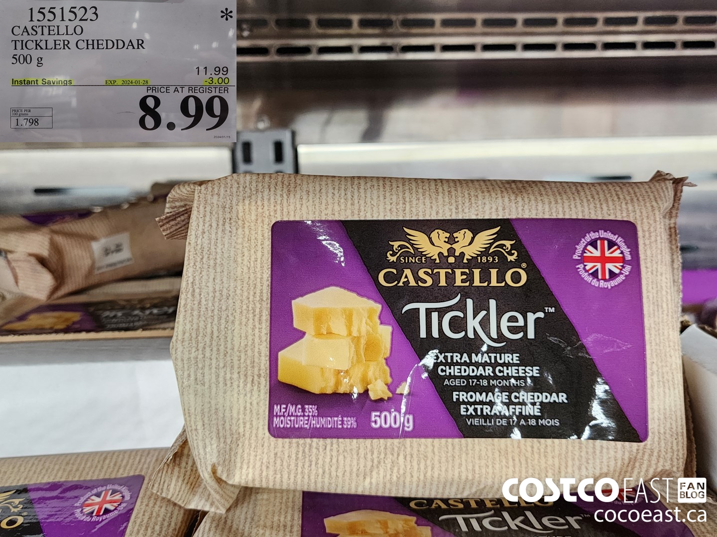1551523 CASTELLO TICKLER CHEDDAR 500 g ($3.00 INSTANT SAVINGS EXPIRES ON 2024-01-28) $8.99