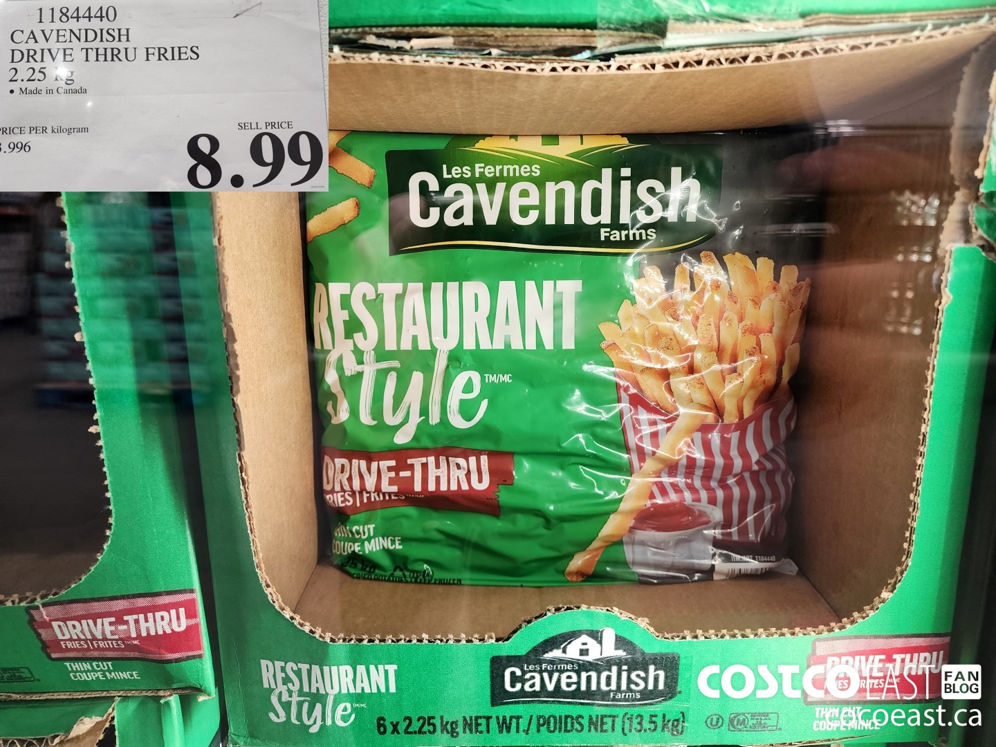 1184440 CAVENDISH DRIVE THRU FRIES 2.25 kg $8.99
