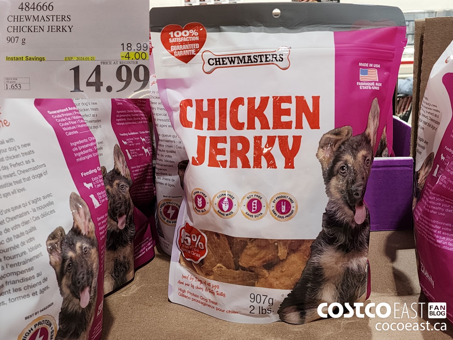 484666 CELEBRITY CHICKEN JERKY 907 G ($4.00 INSTANT SAVINGS EXPIRES ON 2024-01-21) $14.99