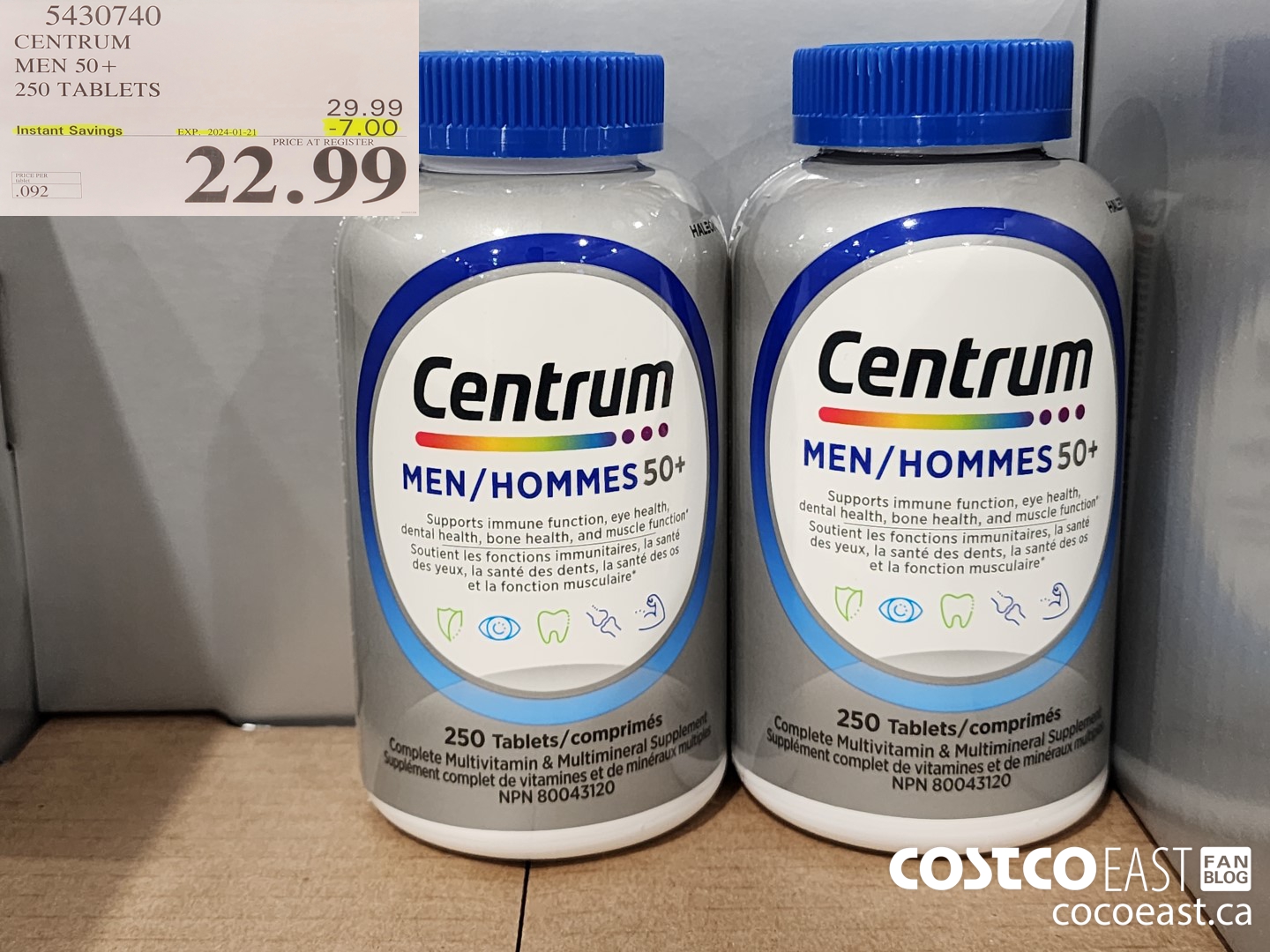 5430740 CENTRUM MEN 50+ 250 TABLETS ($7.00 INSTANT SAVINGS EXPIRES ON 2024-01-21) $22.99