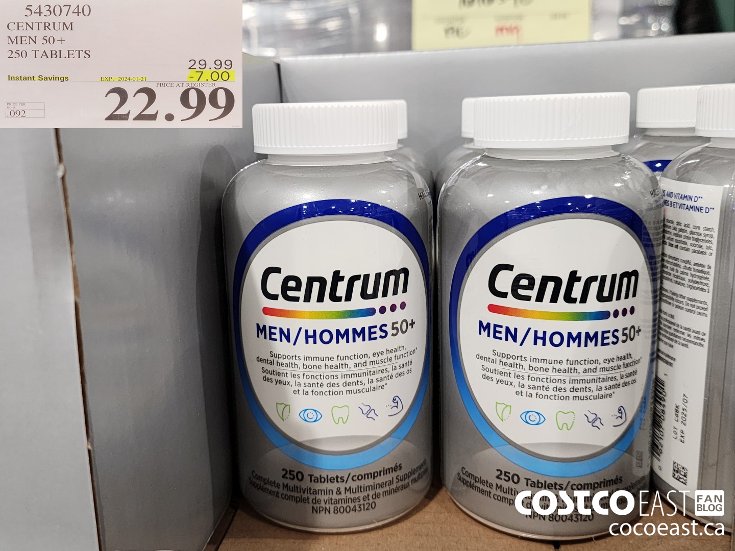 5430740 CENTRUM MEN 50+ 250 TABLETS ($7.00 INSTANT SAVINGS EXPIRES ON 2024-01-21) $22.99