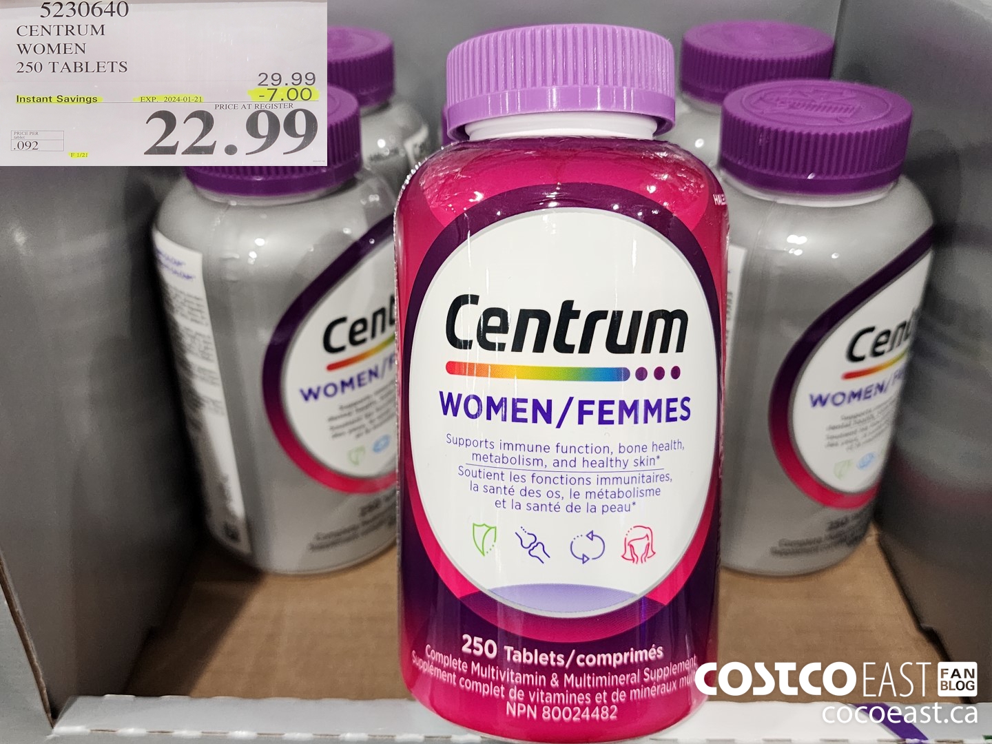 5230640 CENTRUM WOMEN 250 TABLETS ($7.00 INSTANT SAVINGS EXPIRES ON 2024-01-21) $22.99