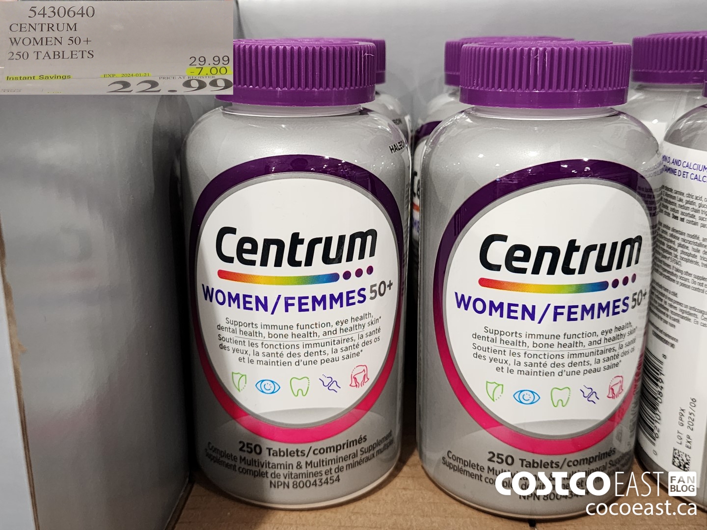 5430640 CENTRUM WOMEN 50+ 250 TABLETS ($7.00 INSTANT SAVINGS EXPIRES ON 2024-01-21) $22.99