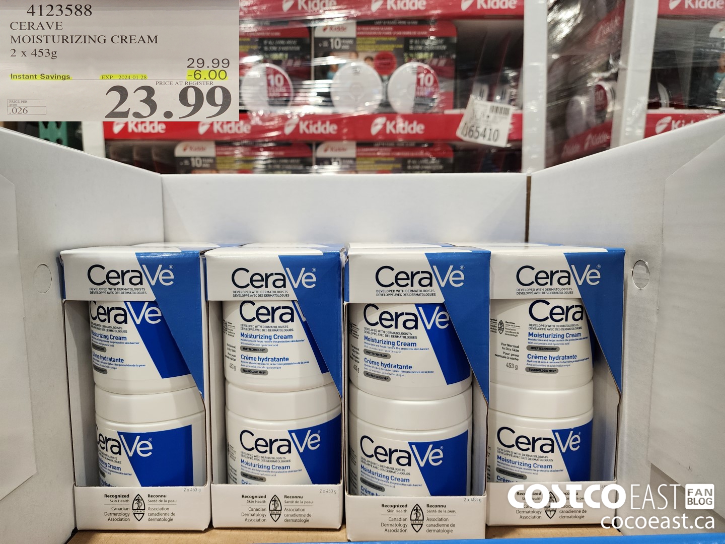 4123588 CERAVE MOISTURIZING CREAM 2 x 453g ($6.00 INSTANT SAVINGS EXPIRES ON 2024-01-28) $23.99