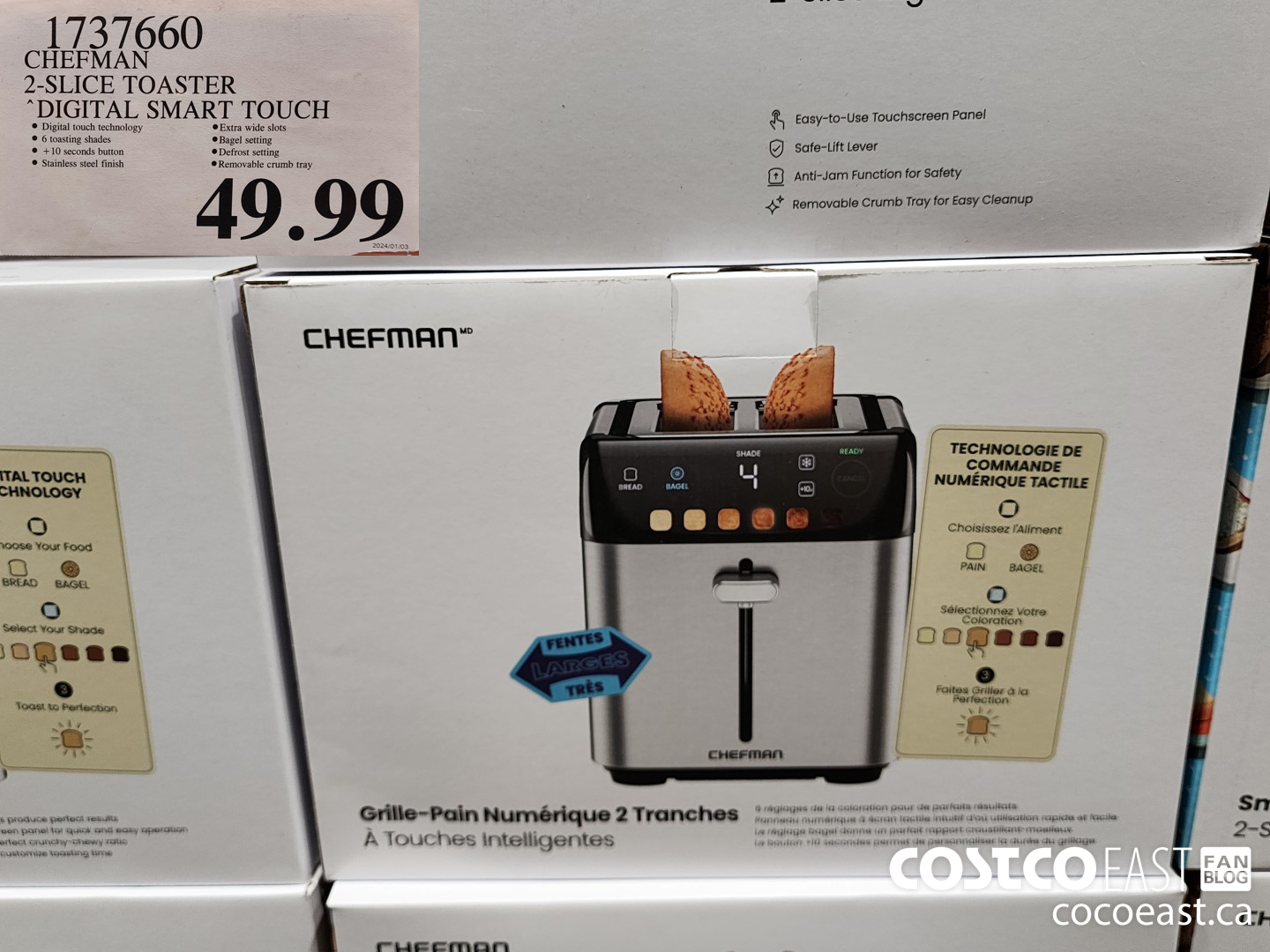 1737660 CHEFMAN 2-SLICE TOASTER ‘DIGITAL SMART TOUCH $49.99
