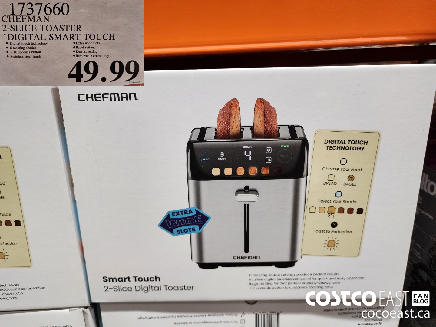 1737660 CHEFMAN 2-SLICE TOASTER ‘DIGITAL SMART TOUCH $49.99