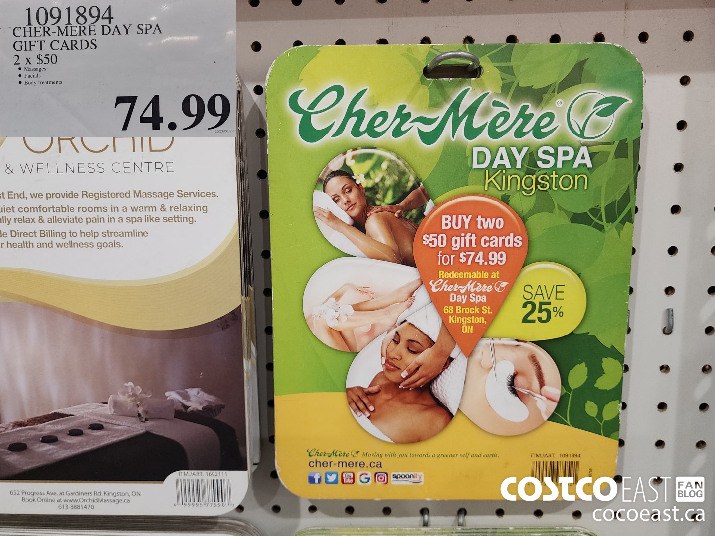 1091894 CHER-MERE DAY SPA GIFT CARDS 2X $50 $74.99
