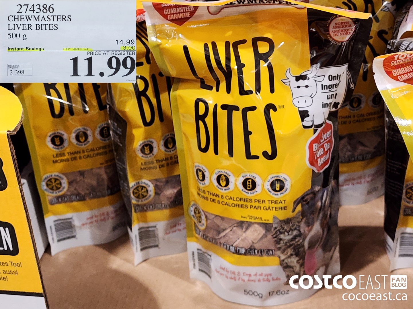 274386 CHEWMASTERS LIVER BITES 500 G ($3.00 INSTANT SAVINGS EXPIRES ON 2024-01-21) $11.99