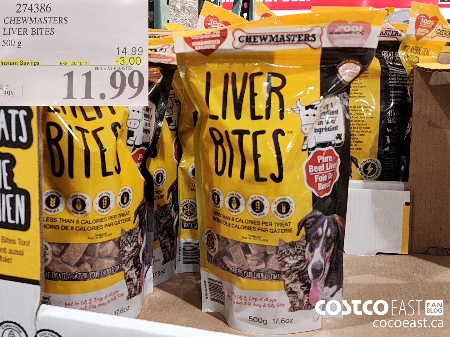 274386 CHEWMASTERS LIVER BITES 500 G ($3.00 INSTANT SAVINGS EXPIRES ON 2024-01-21) $11.99