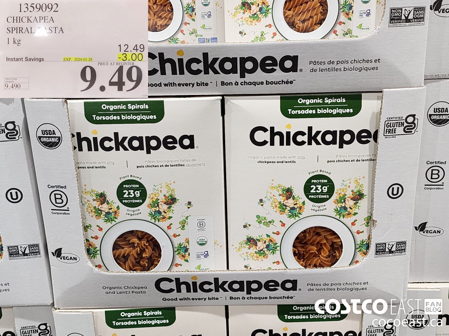 1359092 CHICKAPEA SPIRAL PASTA 1kg ($3.00 INSTANT SAVINGS EXPIRES ON 2024-01-28) $9.49
