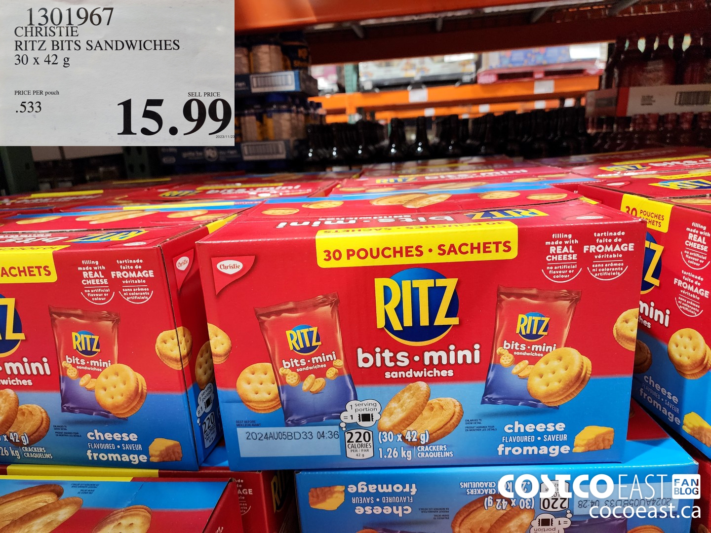 1301967 CHRISTIE RITZ BITS SANDWICHES 30 x 42 g $15.99