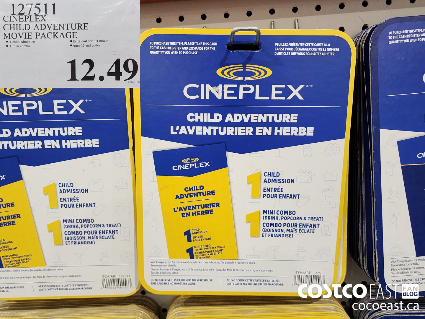 127511 CINEPLEX CHILD ADVENTURE CHILD MOVIE PACKAGE $12.99