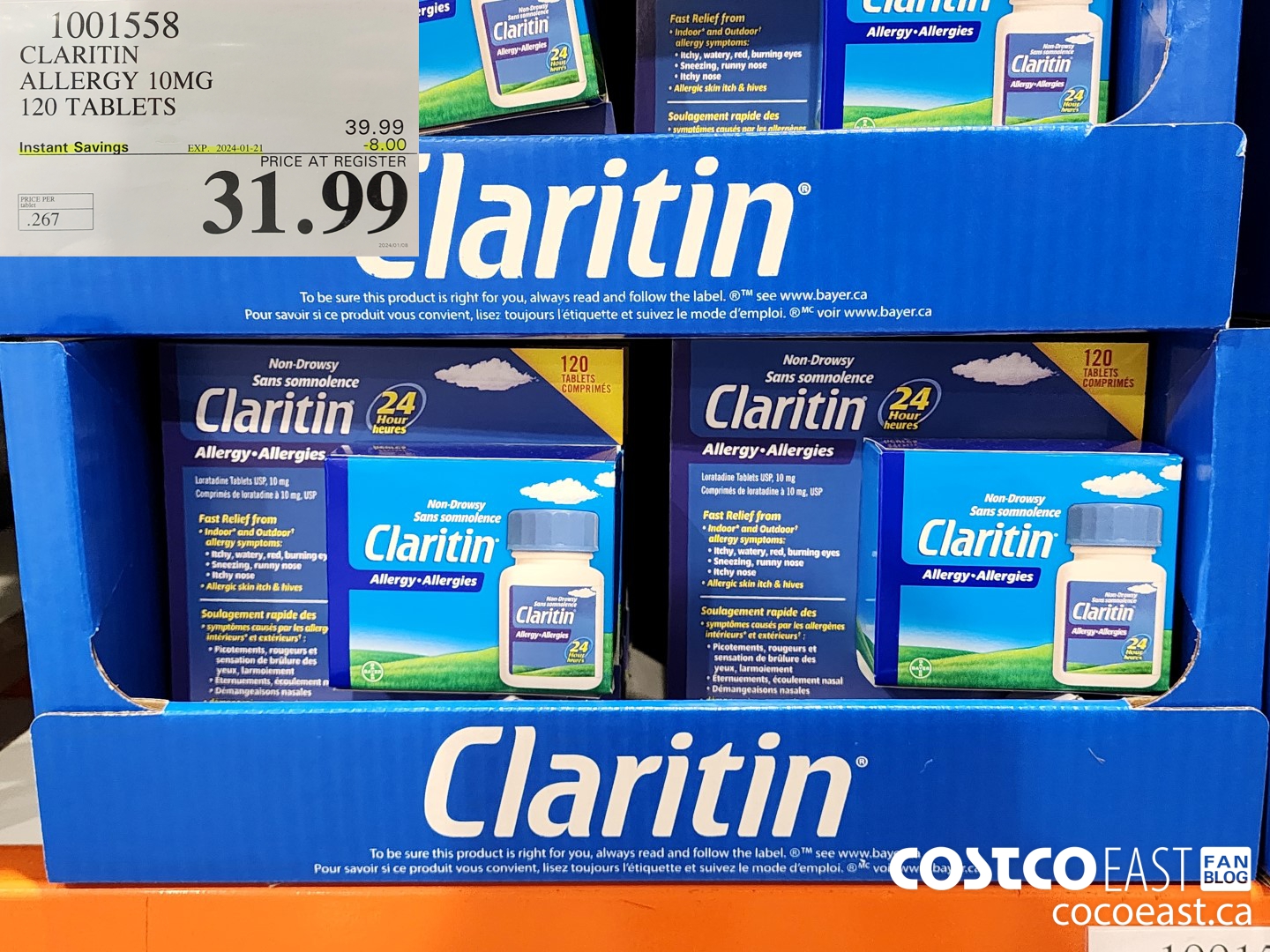 1001558 CLARITIN ALLERGY 10MG 120 TABLETS ($8.00 INSTANT SAVINGS EXPIRES ON 2024-01-21) $31.99