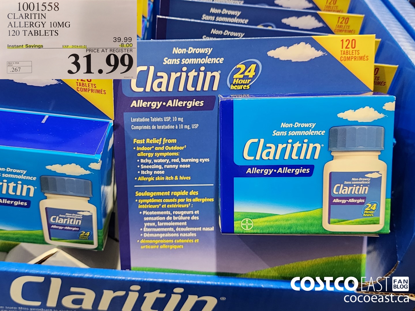 1001558 CLARITIN ALLERGY 10MG 120 TABLETS ($8.00 INSTANT SAVINGS EXPIRES ON 2024-01-21) $31.99