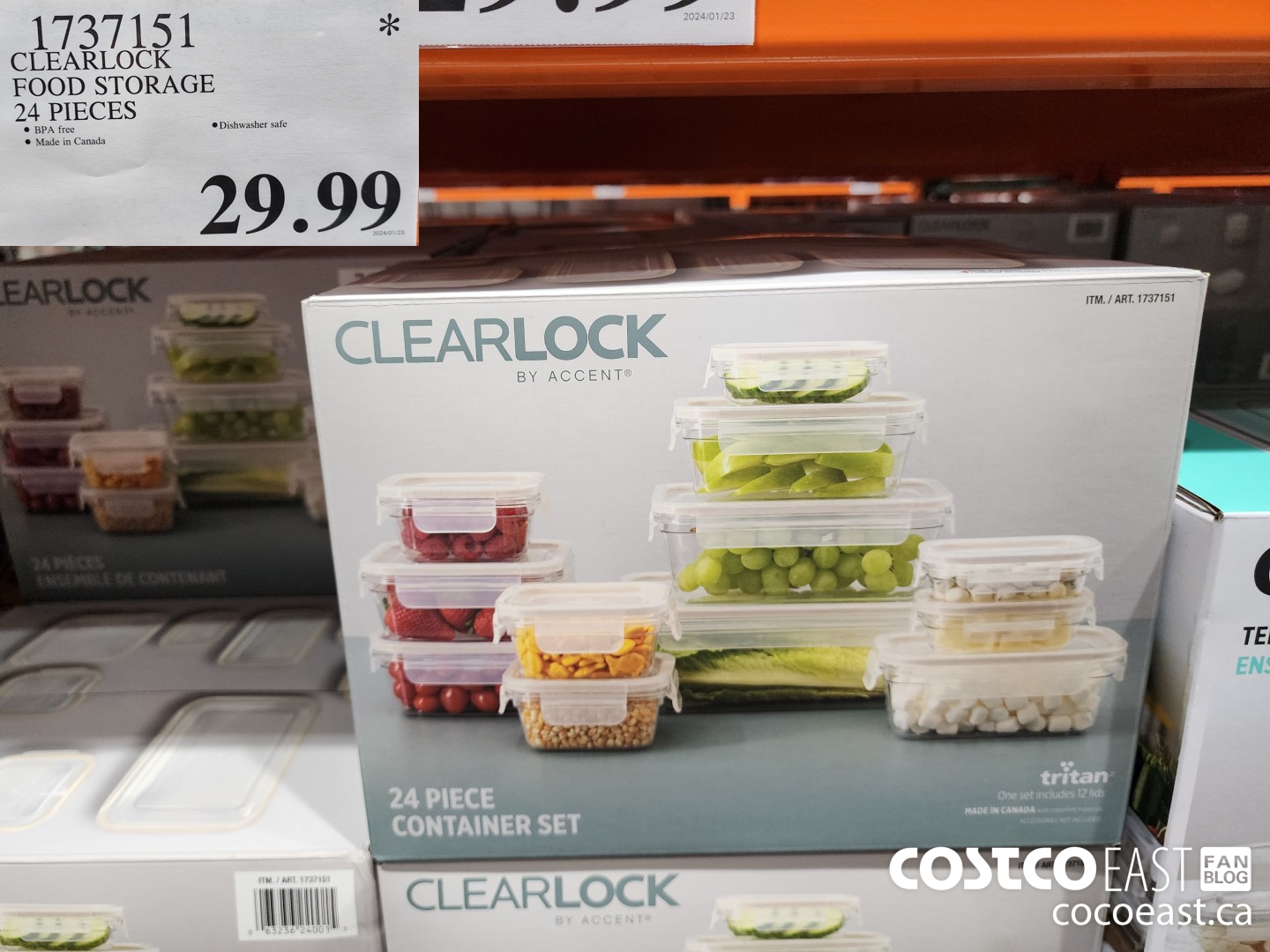 1737151 CLEARLOCK FOOD STORAGE 24 PIECES $29.99