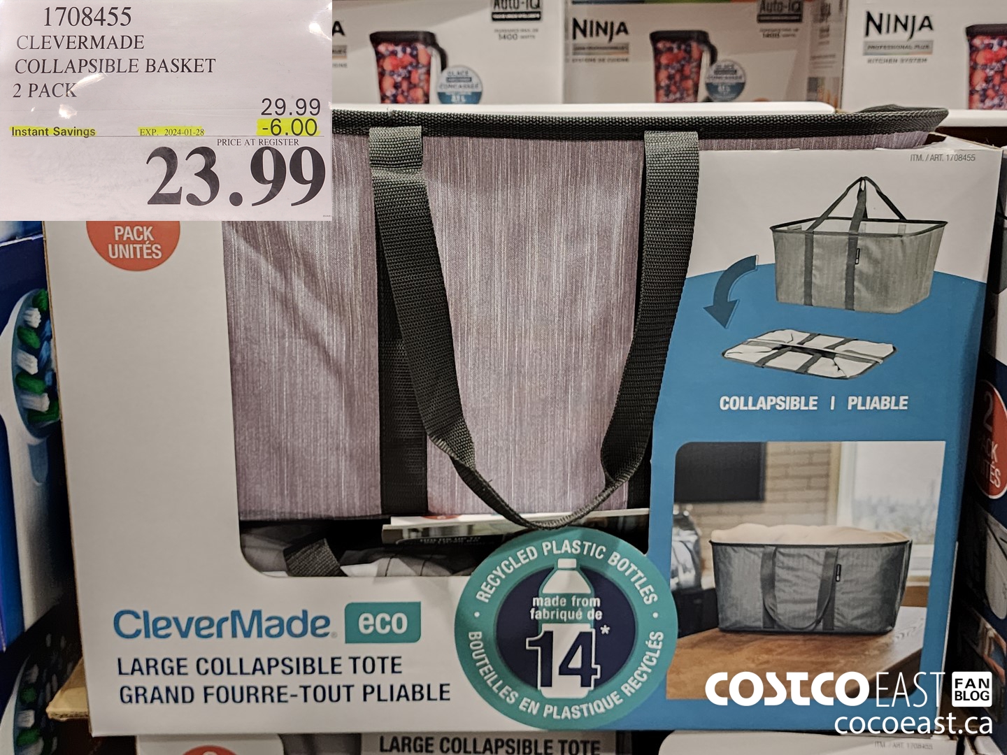1708455 CLEVERMADE COLLAPSIBLE BASKET 2 PACK ($6.00 INSTANT SAVINGS EXPIRES ON 2024-01-28) $23.99