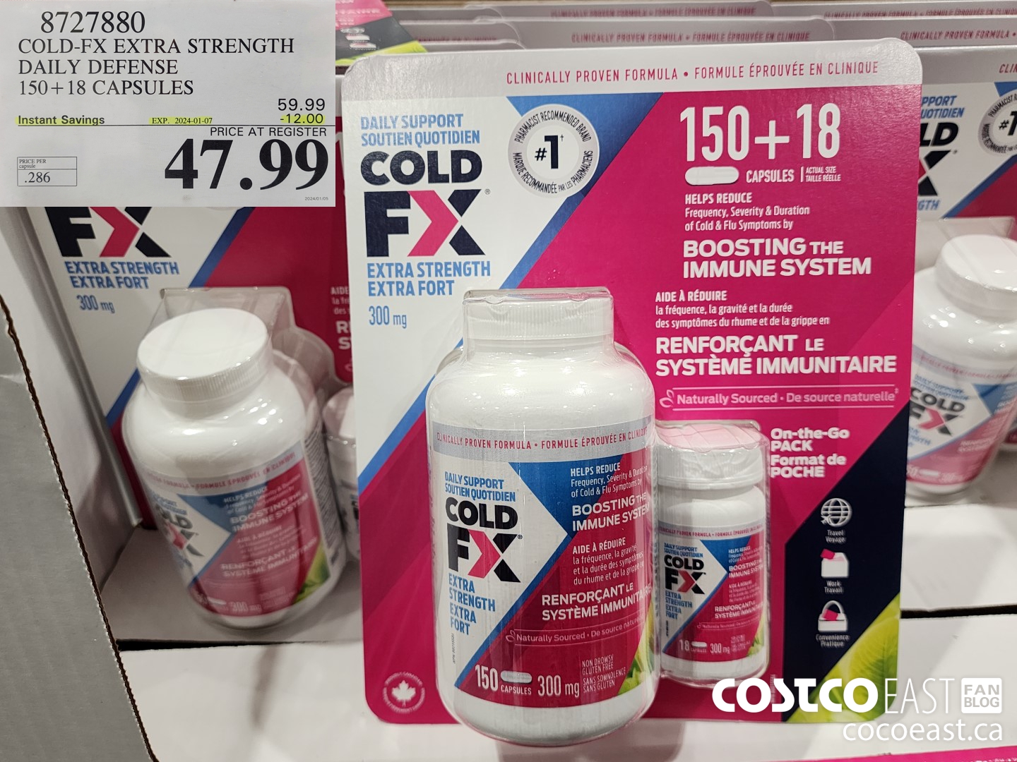 8727880 COLD-FX EXTRA STRENGTH DAILY DEFENSE 150 + 18 CAPSULES ($12.00 INSTANT SAVINGS EXPIRES ON 2024-01-07) $47.99