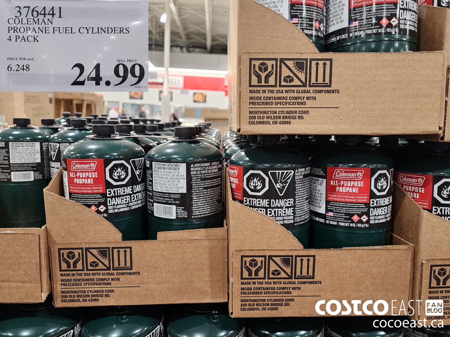 376441 COLEMAN PROPANE FUEL CYLINDERS 4 PACK $24.99