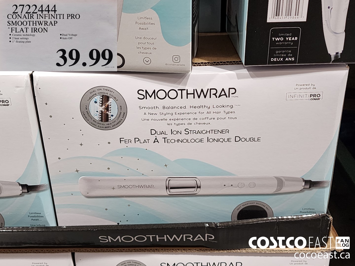 2722444 CONAIR INFINITI PRO SMOOTHWRAP FLAT IRON $39.99