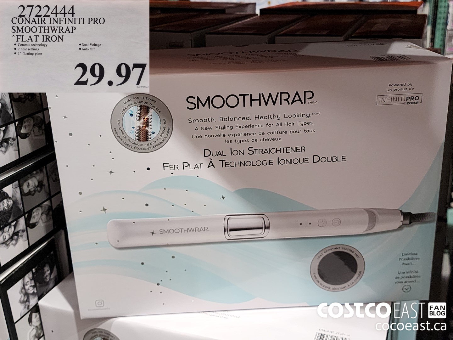 2722444 CONAIR INFINITI PRO SMOOTHWRAP FLAT IRON $29.97