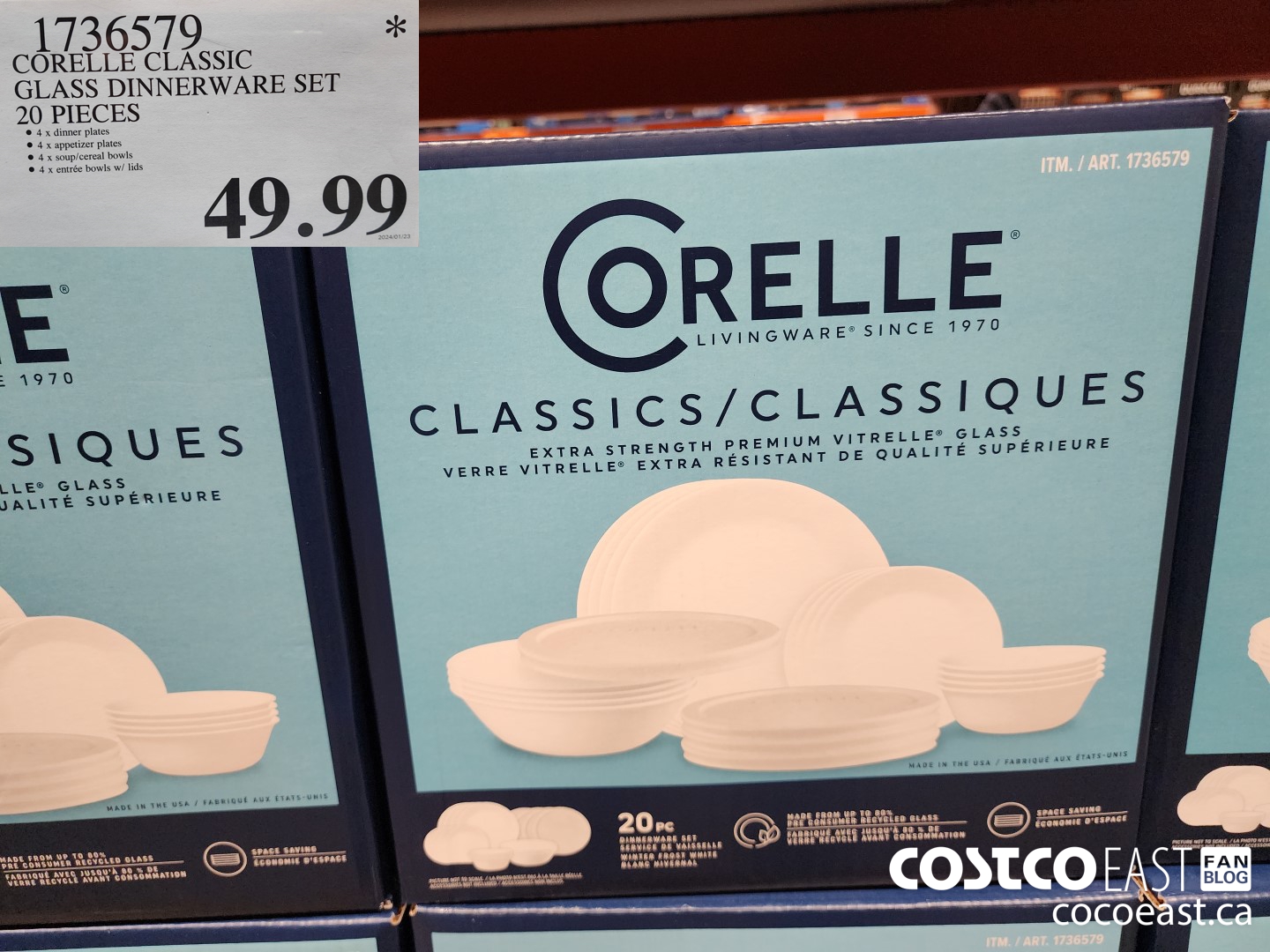 1736579 CORELLE CLASSIC GLASS DINNERWARE SET 20 PIECES $49.99