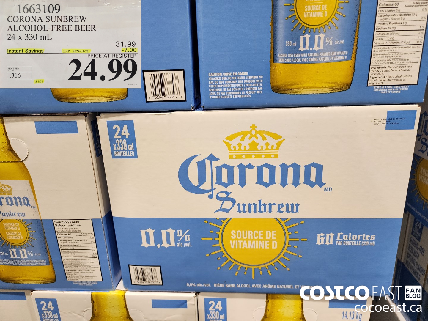 1663109 CORONA SUNBREW ALCOHOL-FREE BEER 24 X 330ML ($7.00 INSTANT SAVINGS EXPIRES ON 2024-01-21) $24.99