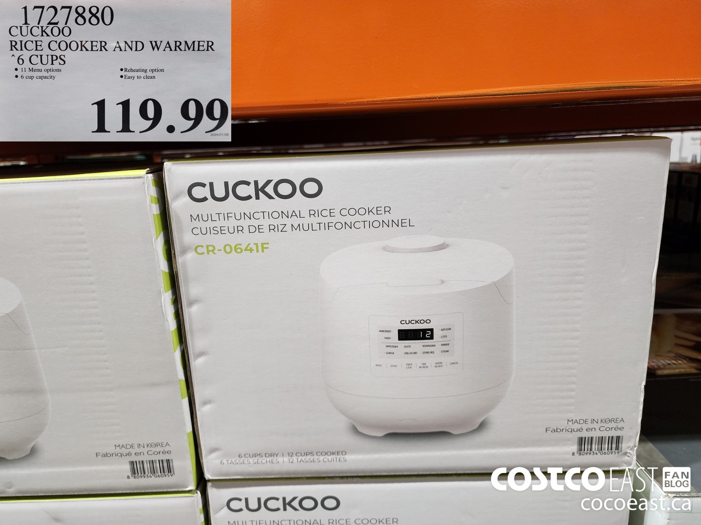 1727880 CUCKOO RICE COOKER AND WARMER 6 CUPS $119.99