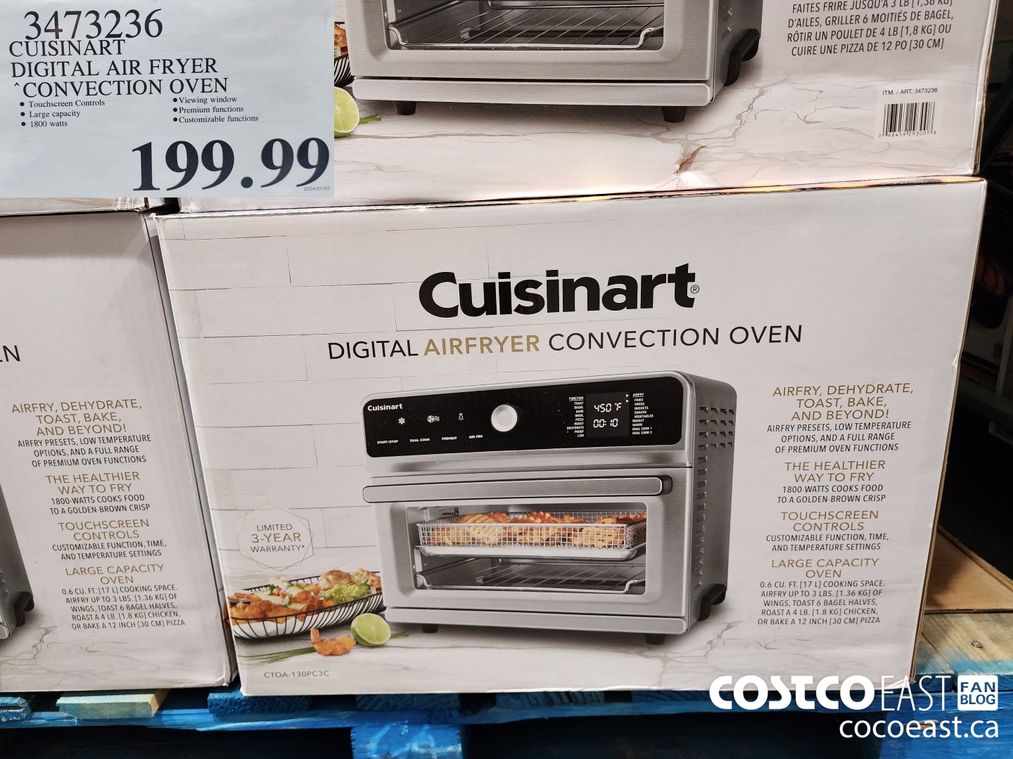 3473230 CUISINART DIGITAL AIR FRYER CONVECTION OVEN $199.99