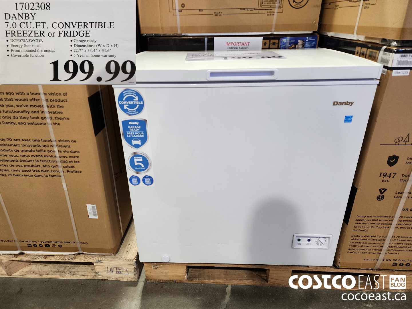 1702308 DANBY 7.0 CU.ET. CONVERTIBLE FREEZER or FRIDGE $199.99