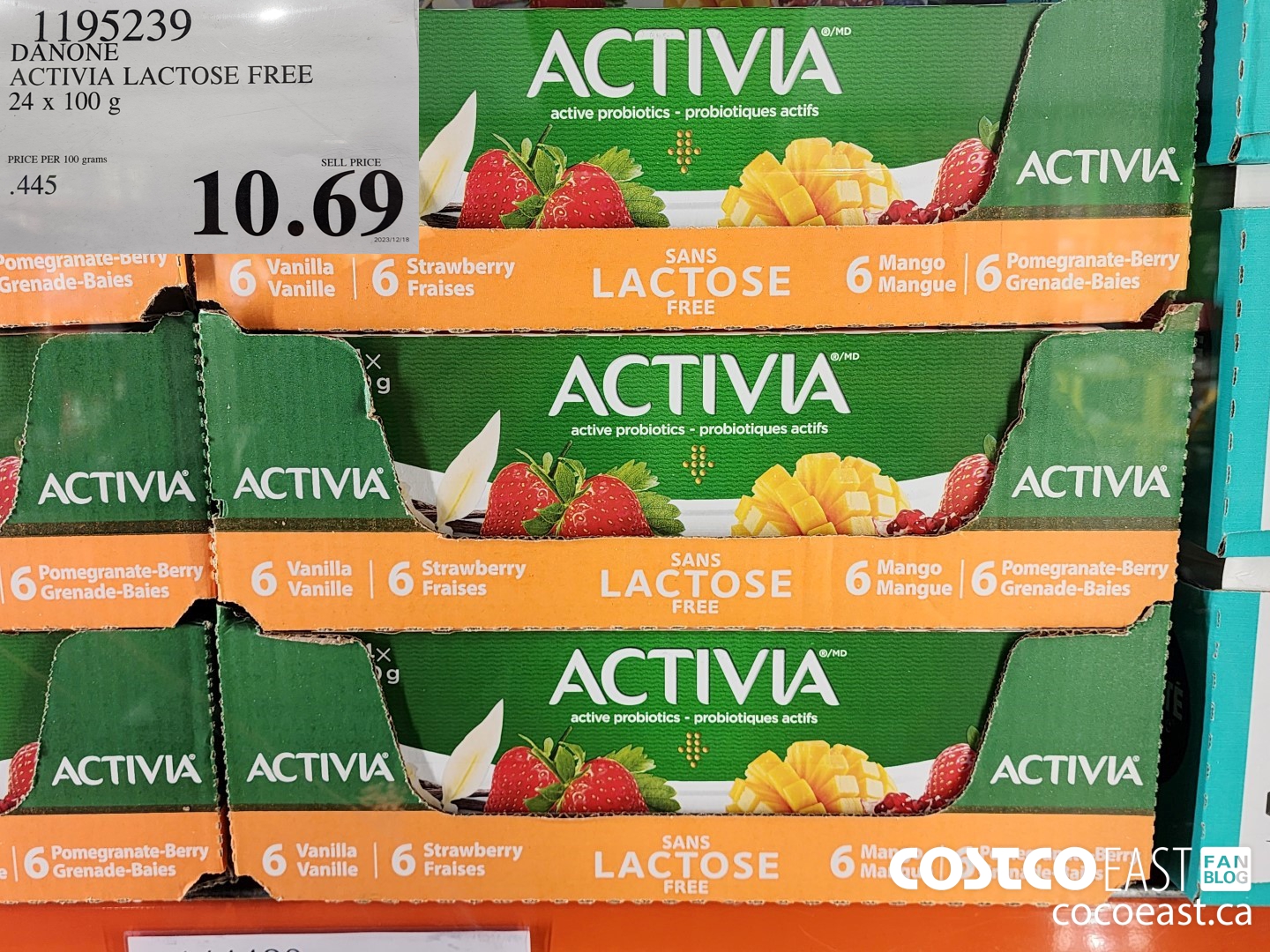 1195239 DANONE ACTIVIA LACTOSE FREE 24 x 100 g $10.69