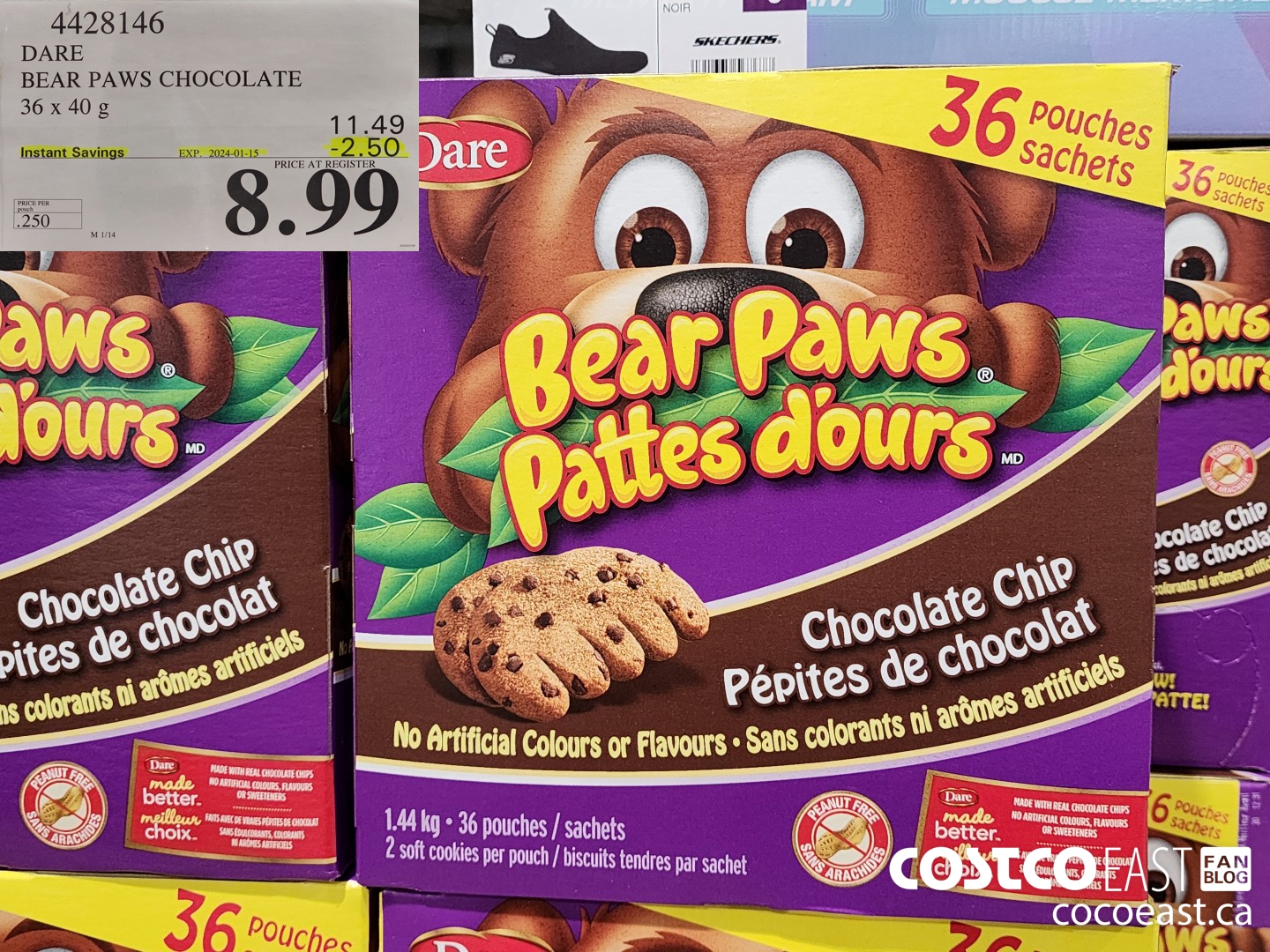 4428146 DARE BEAR PAWS CHOCOLATE 36 x 40 g ($2.50 INSTANT SAVINGS EXPIRES ON 2024-01-15) $8.99