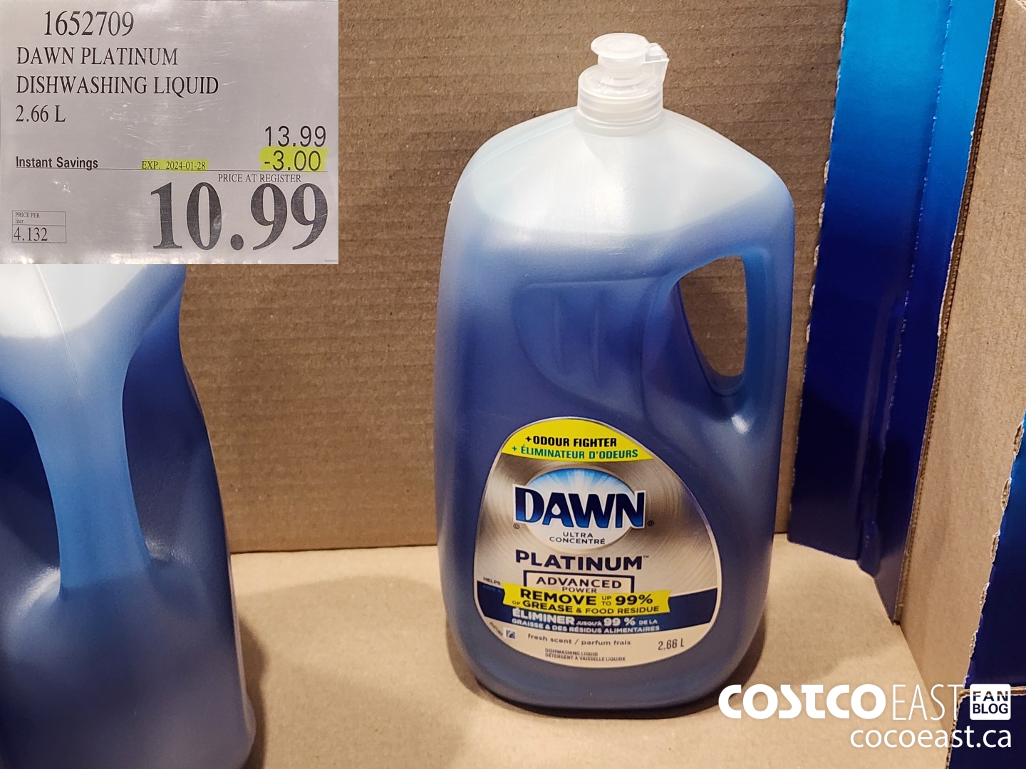 1652709 DAWN PLATINUM DISHWASHER LIQUID 2.66L ($3.00 INSTANT SAVINGS EXPIRES ON 2024-01-28) $10.99