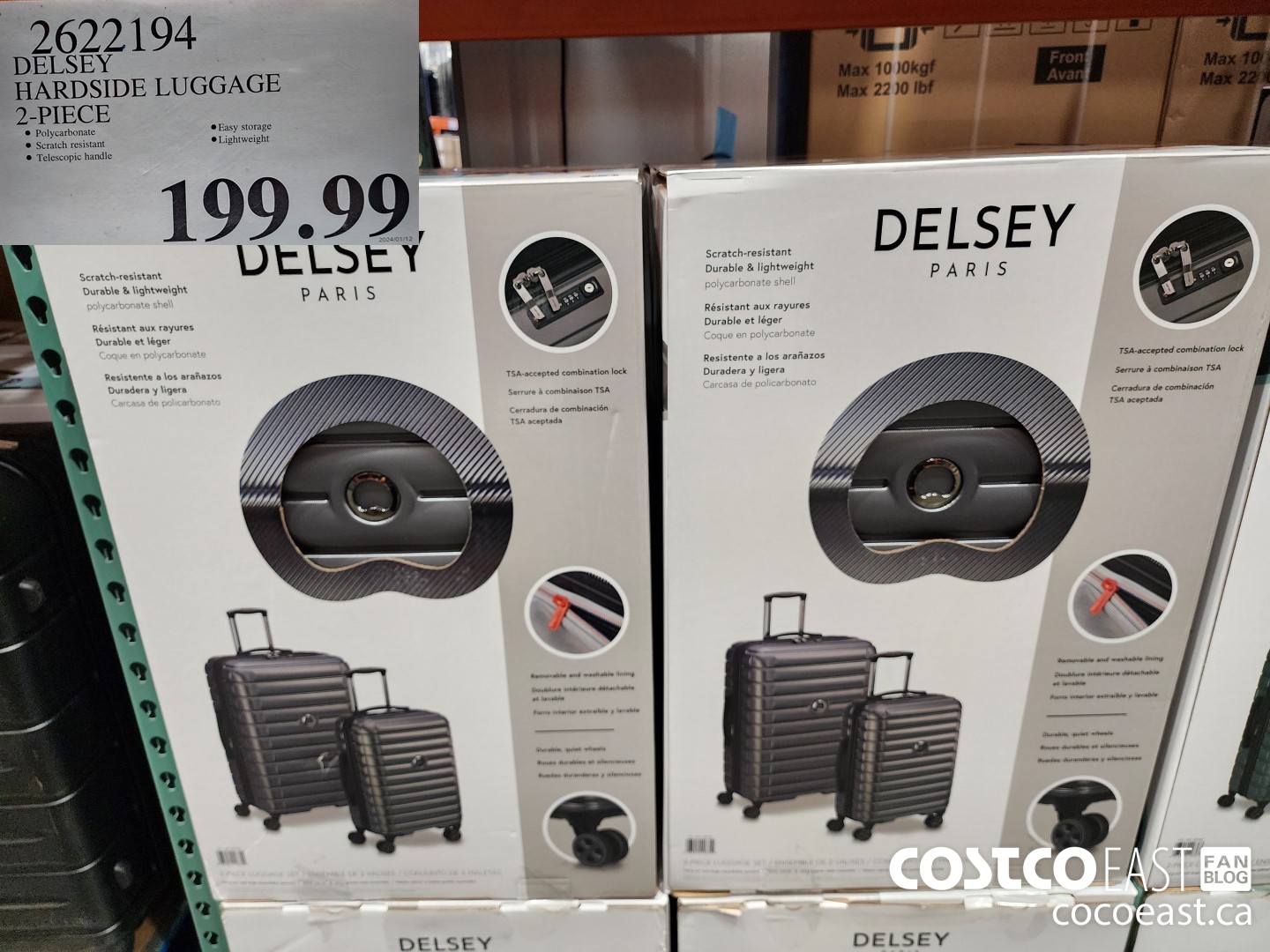 2622194 DELSEY HARDSIDE LUGGAGE 2 -PIECE $199.99