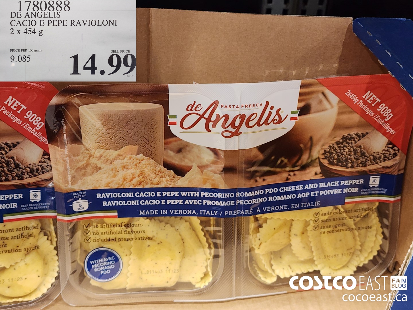 1780888 DE ANGELI CACIO E PEPE RAVIOLONI 2 x 454 g $14.99