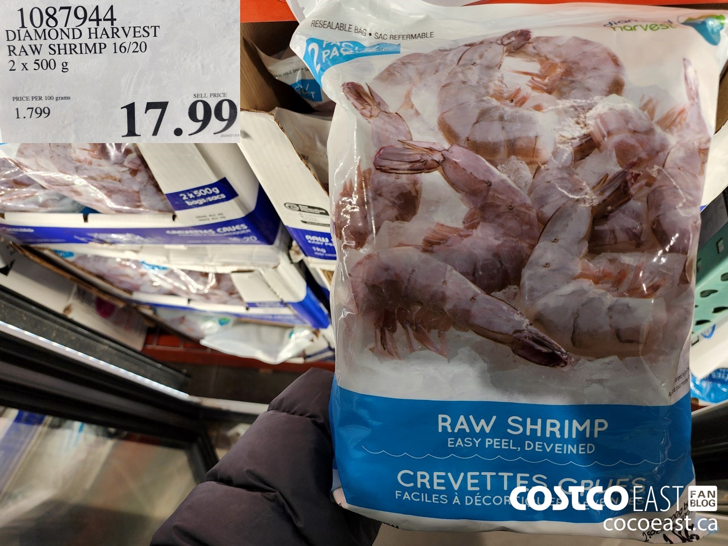 1087944 DIAMOND HARVEST RAW SHRIMP 16/20 2 x 500 g $17.99