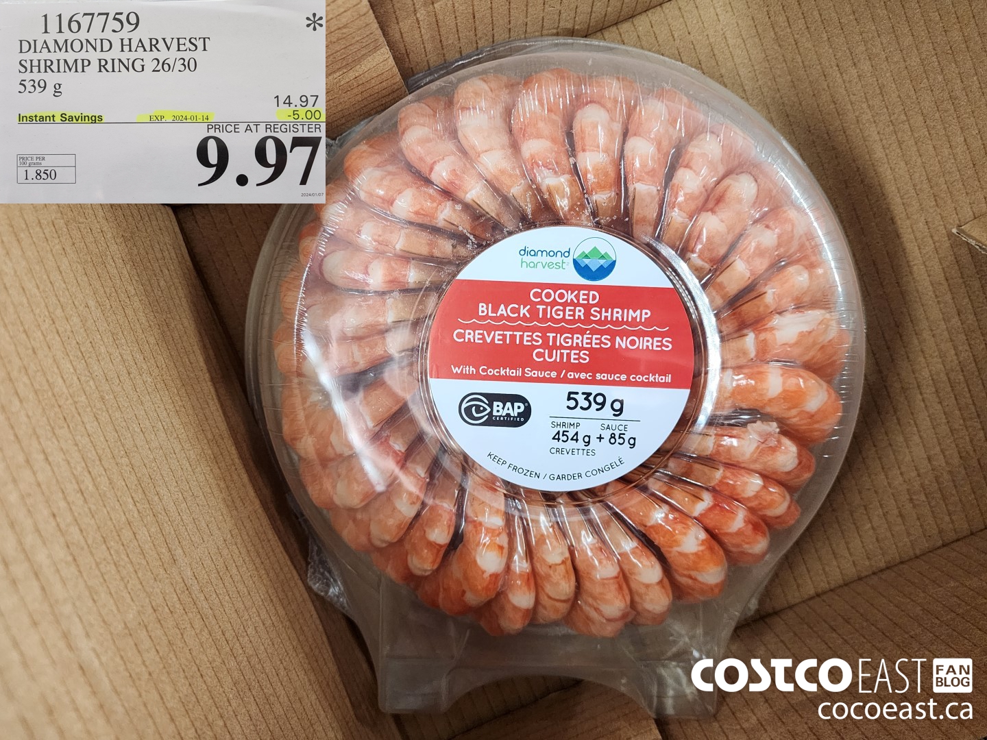 1167759 DIAMOND HARVEST SHRIMP RING 26/30 539 G ($5.00 INSTANT SAVINGS EXPIRES ON 2024-01-14) $9.97