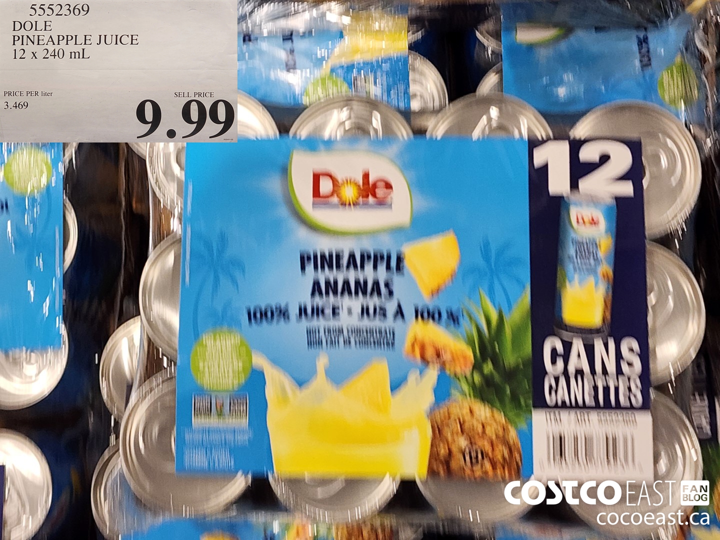 5552369 DOLE PINEAPPLE JUICE 12 x 240 mL $9.99