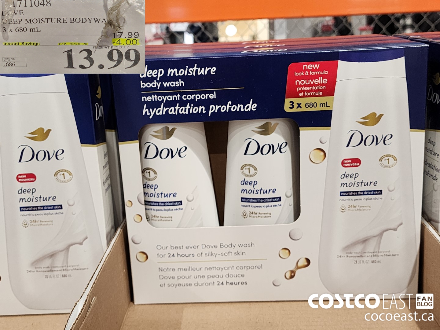 1711048 DOVE DEEP MOISTURE BODYWASH 3 x 680 mL ($4.00 INSTANT SAVINGS EXPIRES ON 2024-01-28) $13.99