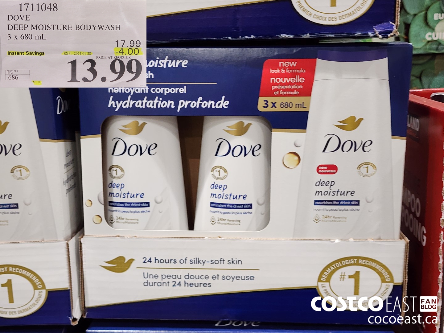1711048 DOVE DEEP MOISTURE BODYWASH 3 x 680 mL ($4.00 INSTANT SAVINGS EXPIRES ON 2024-01-28) $13.99