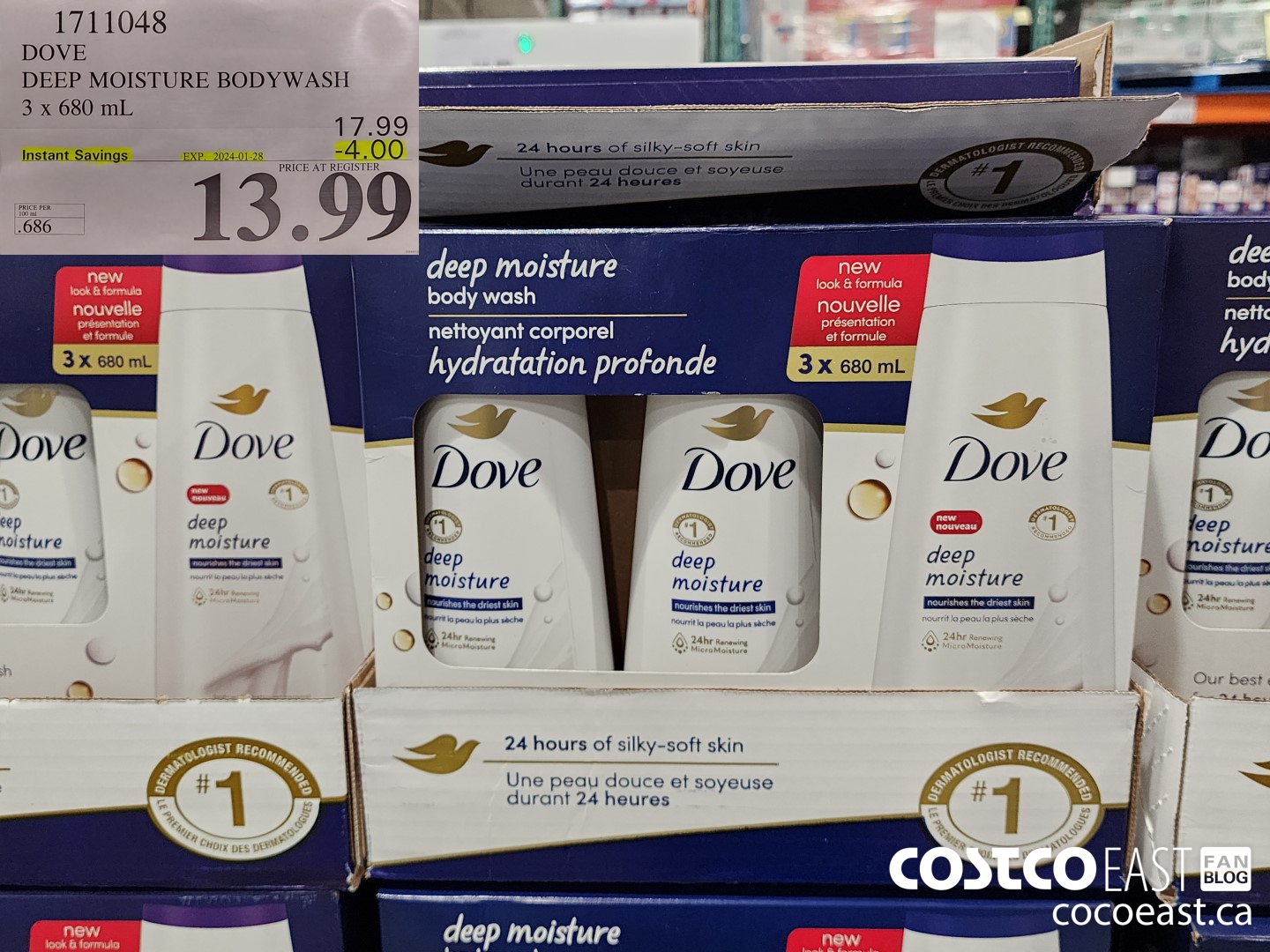 1711048 DOVE DEEP MOISTURE BODYWASH 3 x 680 mL ($4.00 INSTANT SAVINGS EXPIRES ON 2024-01-28) $13.99