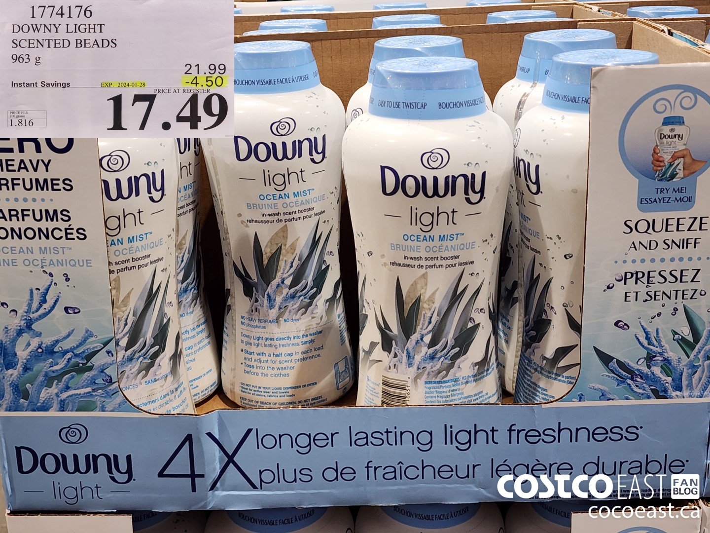 1774176 DOWNY LIGHT SCENTED BEADS 963 G ($4.50 INSTANT SAVINGS EXPIRES ON 2024-01-28) $17.49