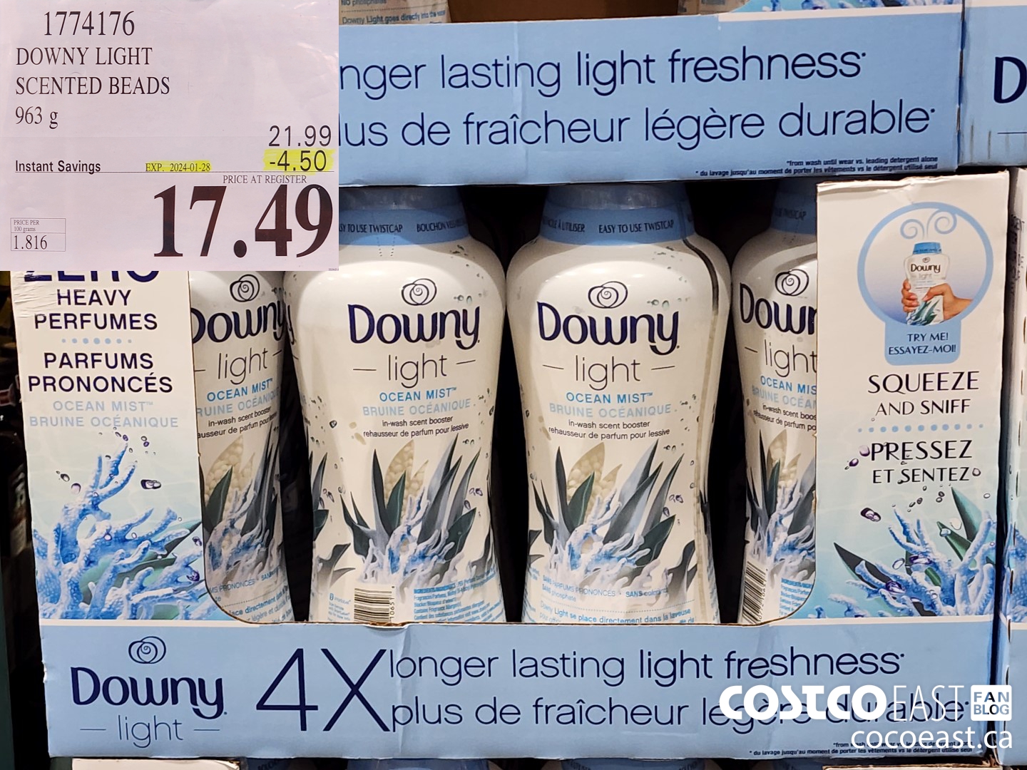 1774176 DOWNY LIGHT SCENTED BEADS 963 G ($4.50 INSTANT SAVINGS EXPIRES ON 2024-01-28) $17.49