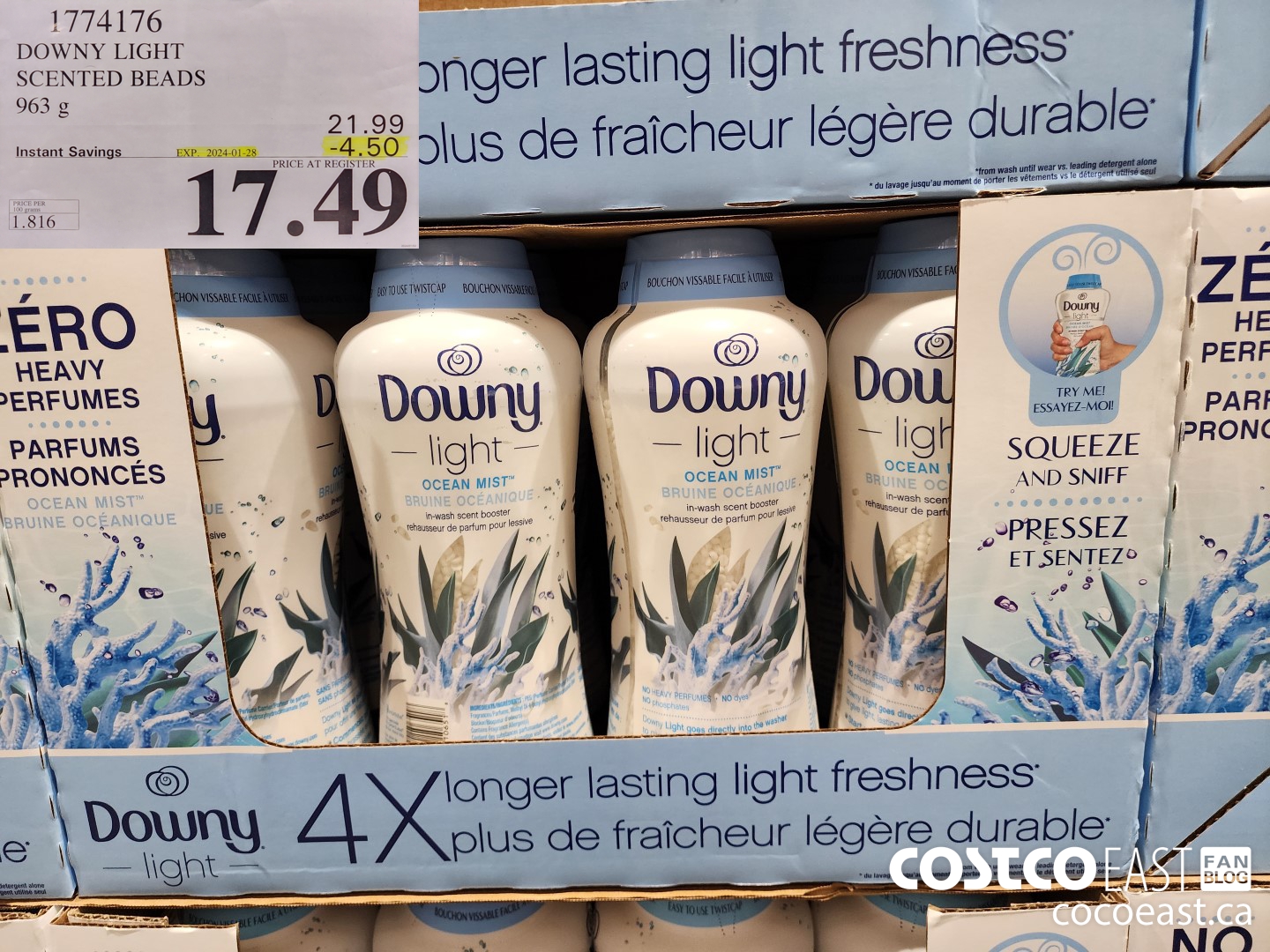 1774176 DOWNY LIGHT SCENTED BEADS 963 G ($4.50 INSTANT SAVINGS EXPIRES ON 2024-01-28) $17.49