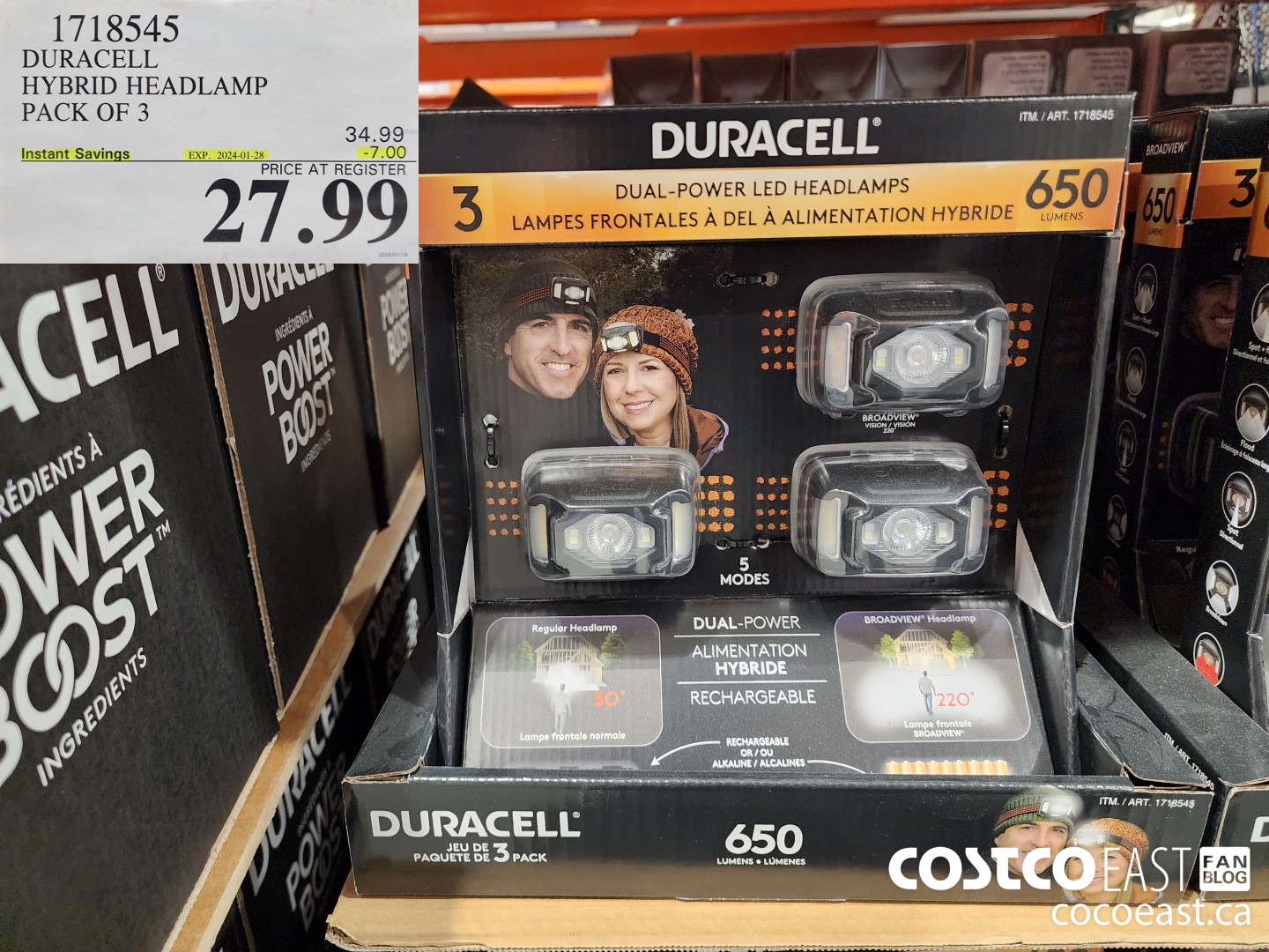 1718545 DURACELL HYBRID HEADLAMP PACK OF 3 ($7.00 INSTANT SAVINGS EXPIRES ON 2024-01-28) $27.99