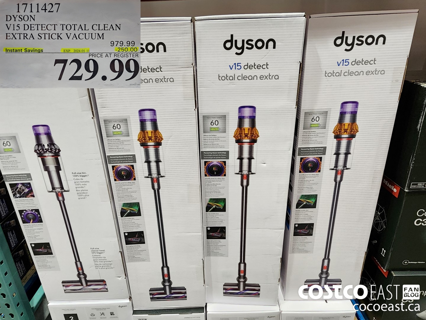 1711427 DYSON V15 DETECT TOTAL CLEAN EXTRA STICK VACUUM ($250.00 INSTANT SAVINGS EXPIRES ON 2024-01-11) $729.99